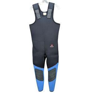Action Plus Wetsuit Bib Overalls Mens L Sleeveless Neoprene Keprotec‎ Black Blue